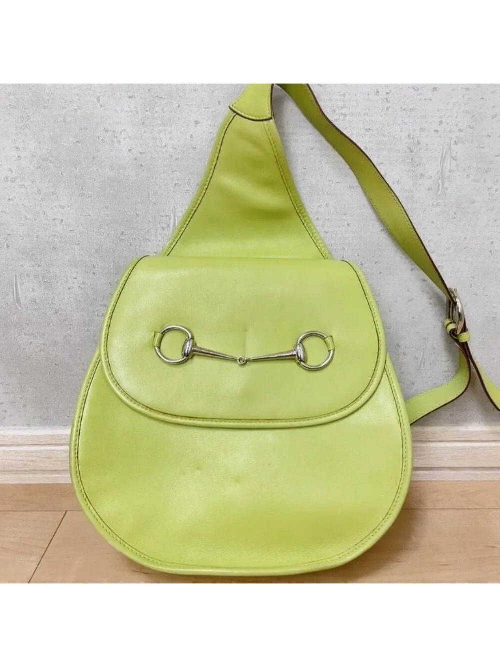 Gucci Color Vintage Horsebit Shoulder Bag Leather Green